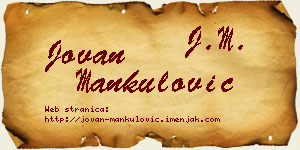 Jovan Mankulović vizit kartica